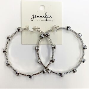 Platinum Jeweled Flexi-Hoop Earrings